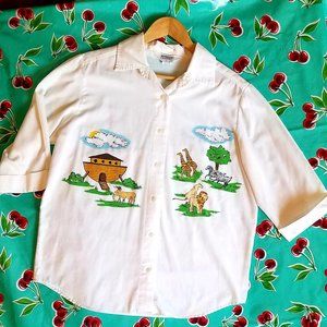 1980's "Vintage" Novelty Noah's Ark Blouse, Oversized Fit Best for Size M-XL